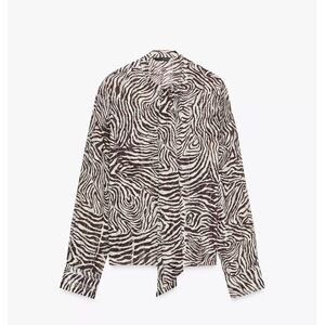 Zara animal print bow blouse